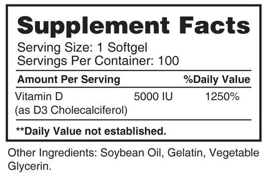 Vitamin D 5000 IU Immune & Bone Health